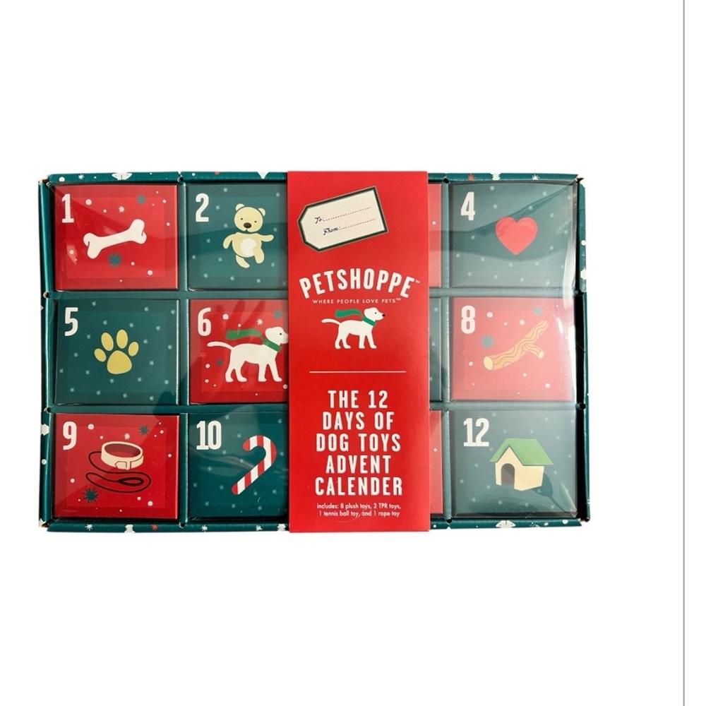 NWT PetShoppe 12 Days of Dog Toys Advent Calendar Holiday Christmas Dog Gift Set